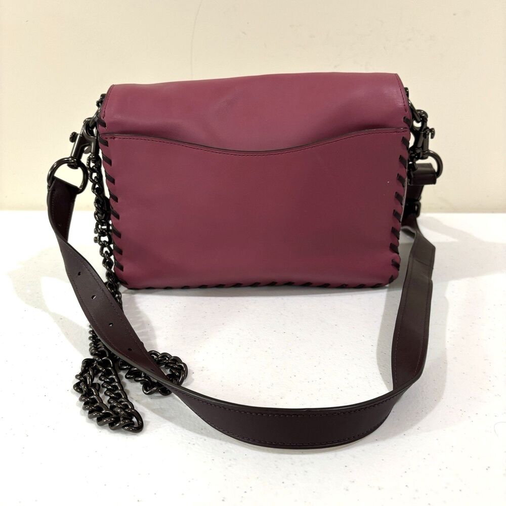 COACH Dreamer Shoulder Bag Pink Colorblock Whipstitch Leather Metal Crossbody - Picture 2 of 12